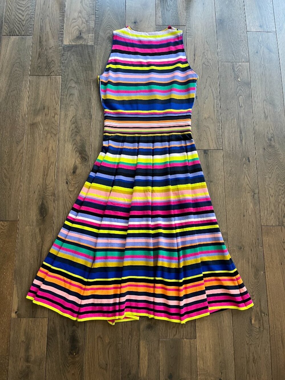 Milly Striped Surplice Sleeveless Midi Dress Multicolor Size L Designer - Picture 4 of 8